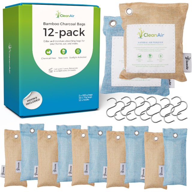 12 Pack Bamboo Charcoal Air Purifying Bag, Activated Charcoal Odor