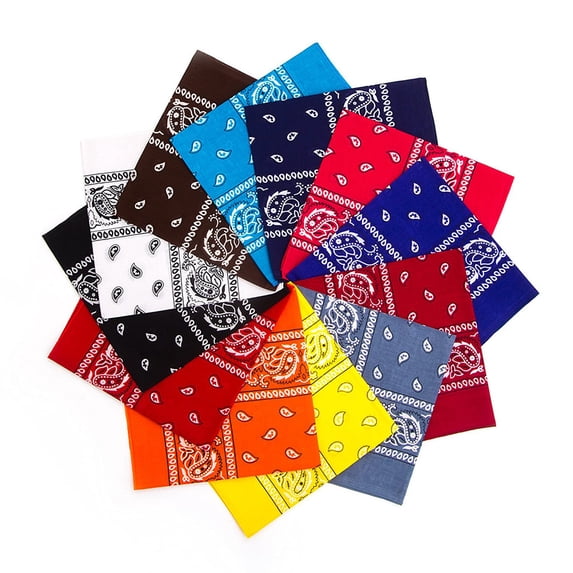 12‑Pack Bandana Handkerchief Set,Multi‑Purpose Cowboy‑Style Fabric Scarf Headband,Decorative Versatile Head‑Wrap Face‑Cover Accessory for Men Women Party Outdoor Daily&Holiday‑Gifting Multicolor