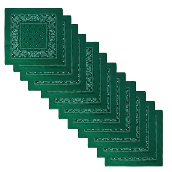 12‑Pack Bandana Handkerchief Set,Multi‑Purpose Cowboy‑Style Fabric Scarf Headband,Decorative Versatile Head‑Wrap Face‑Cover Accessory for Men Women Party Outdoor Daily&Holiday‑Gifting Army Green