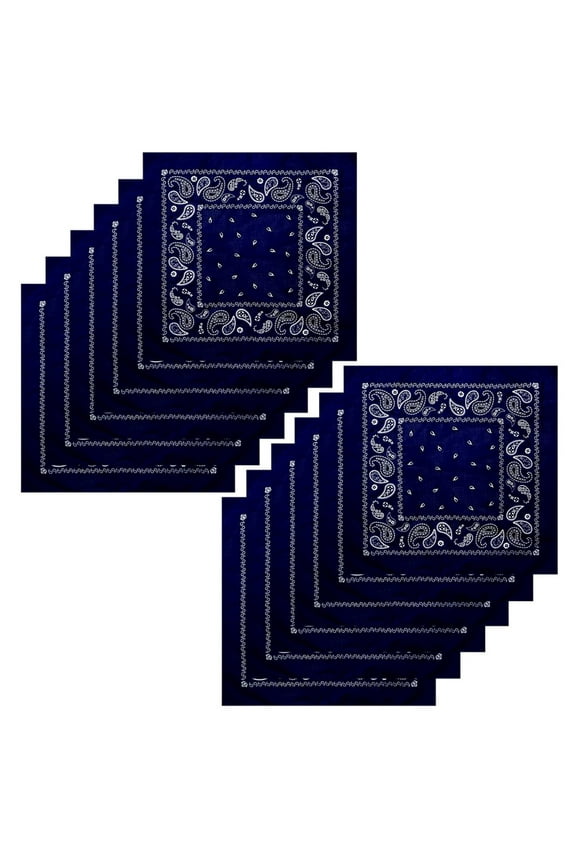 12 Pack Bandanas 100% Cotton 22x22 In Large Multi-Purpose Paisley Cowboy Headwear Square Head Scarf Face Mask headband Headwrap Unisex Men Women