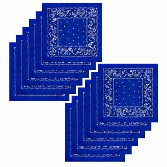 12 Pack Bandanas 100% Cotton 22x22 In Large Multi-Purpose Paisley Cowboy Headwear Square Head Scarf Face Mask headband Headwrap Unisex Men Women