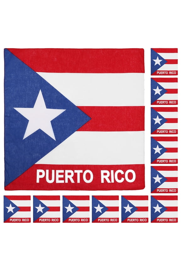 12 Pack Bandanas Multipurpose Cotton Novelty Paisley Bandana Headband for Cowboy Men Women 22 x 22 - Puerto Rico