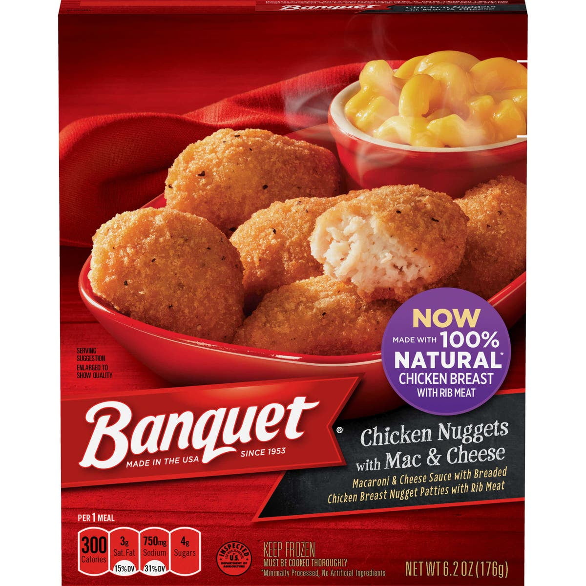 (12 Pack) Banquet Basic Chicken Nuggets With Mac & Cheese Meal, 6.2 oz.