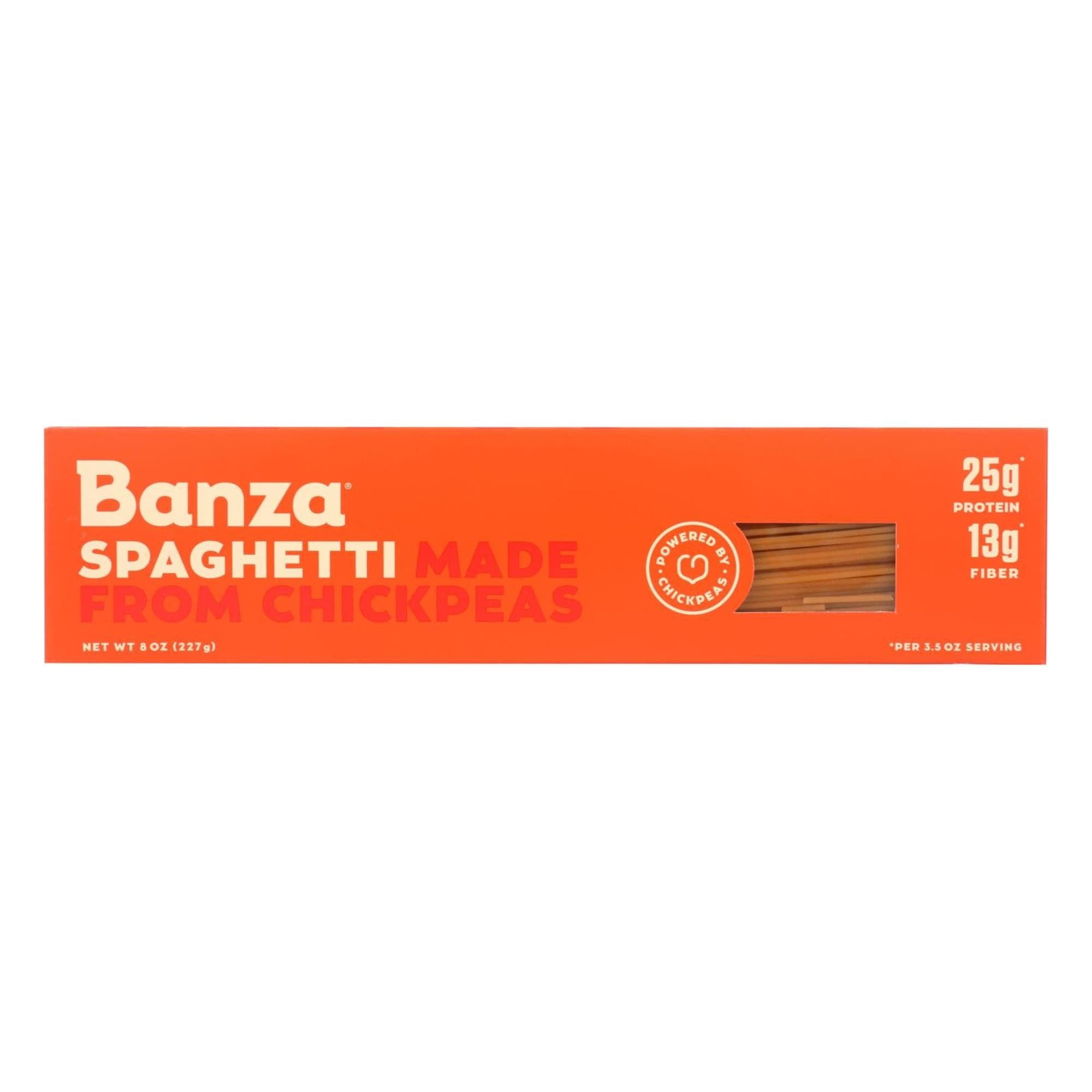 (12 pack) Banza Spaghetti Pasta from Chickpeas - Made In Italy, High Protein, High Fiber, Lower Carb Italian Chickpea Noodles, 8oz