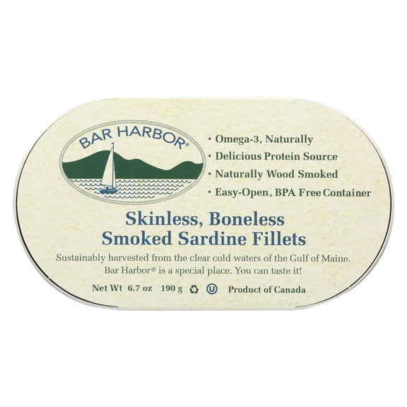 (12 Pack) Bar Harbor Skinless, Boneless Smoked Sardine Fillets, 6.7 oz