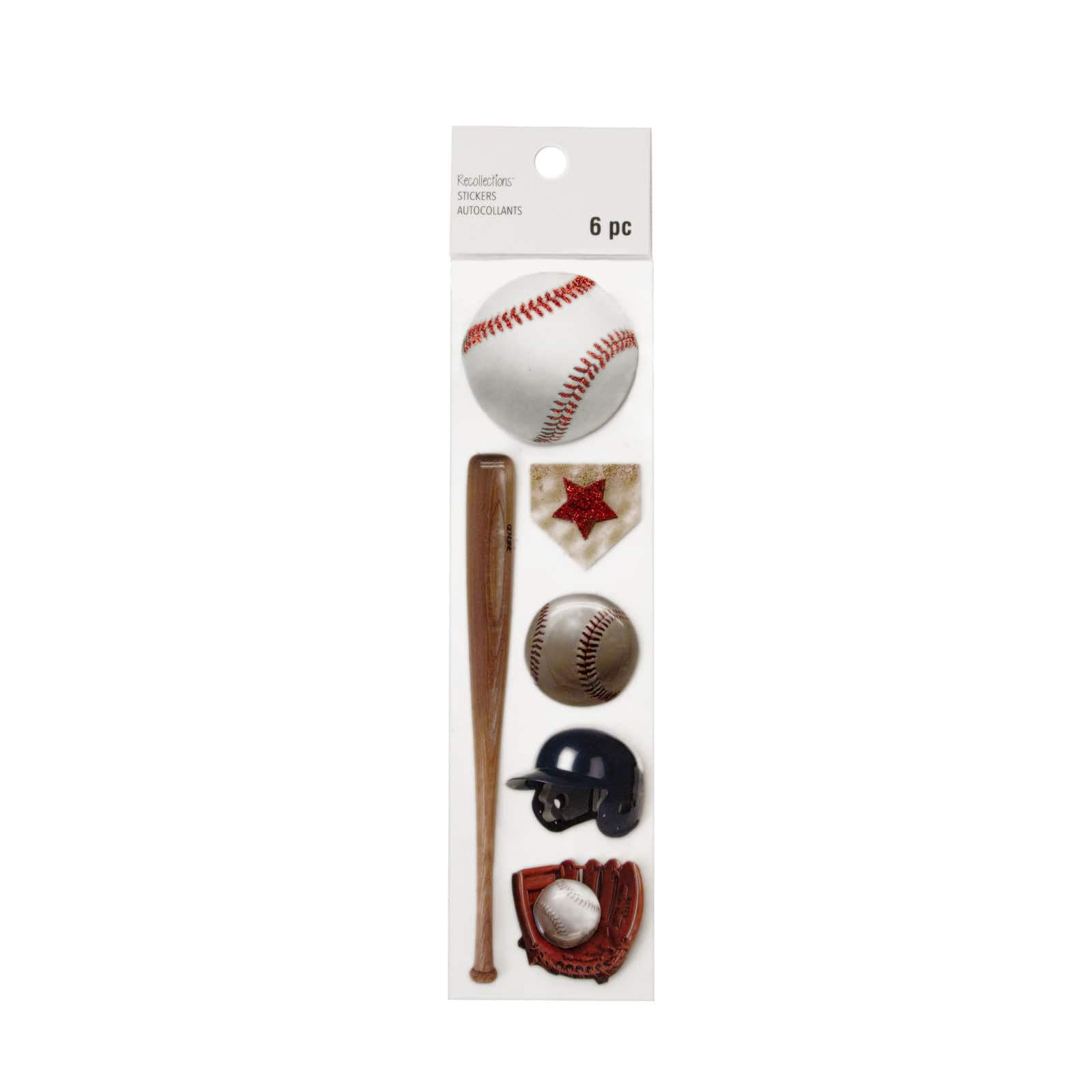 Recollections Baseball Icons Dimensional Stickers, 12 Pack