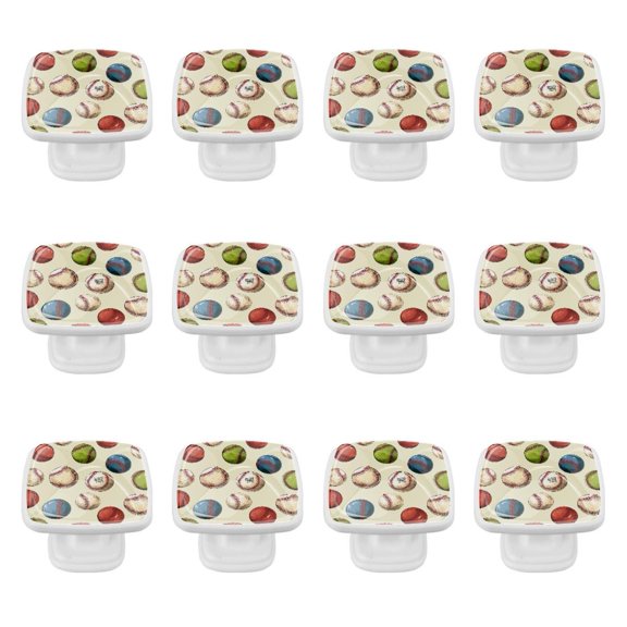 12 Pack Baseball Kitchen Cabinet Square Knob Cabinet Hardware for Dresser Drawer Cabinet Pulls Drawer Knobs Cabinet Knobs