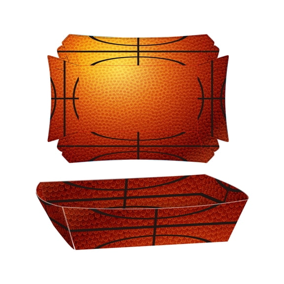 12 Pack Basketball-Style Disposable Serving Trays and Platters, Paper Food Trays, Basketball decorations for Party, Disposable Snack Containers for Basketball Birthday Party,