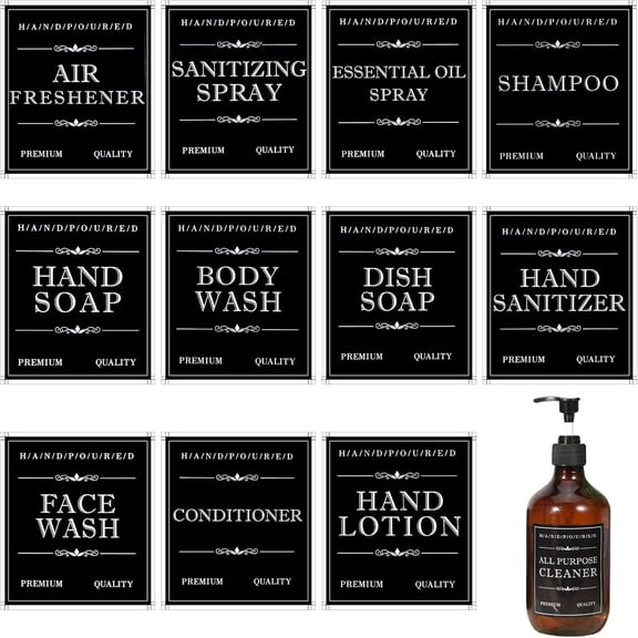 12 Pack Waterproof Labels for Bottles Soap Labels | Hand Soap Dispenser Label Stickers Removable Self-Adhesive Stickers for Soaps,Lotion,Shampoo Conditioner