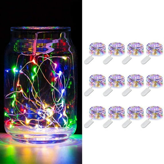 12 Pack Battery Operated LED Fairy Lights, 20 LED 2M Warm White Firefly Lights, Mason Jar Lights, Mini Waterproof LED Lights for Mason Jar Party Crafts Wedding Decoration