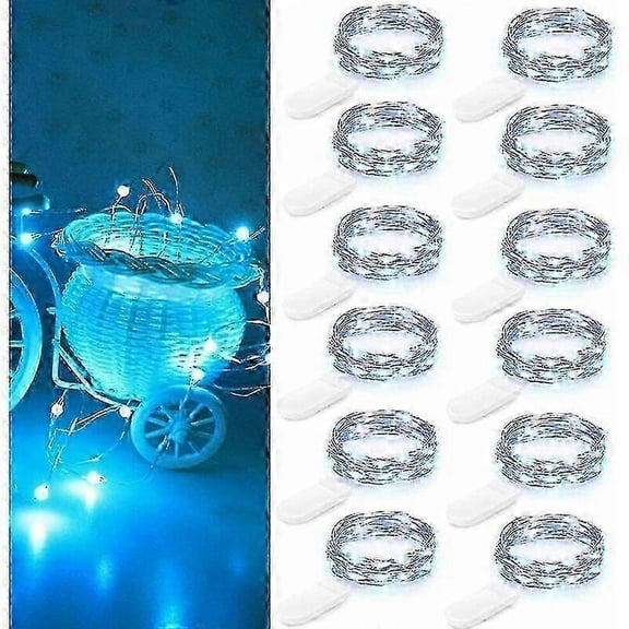 12 Pack Battery Operated String Lights, 2m 20 LED Waterproof Silver Wire Starry Lights for Bedroom, Wedding