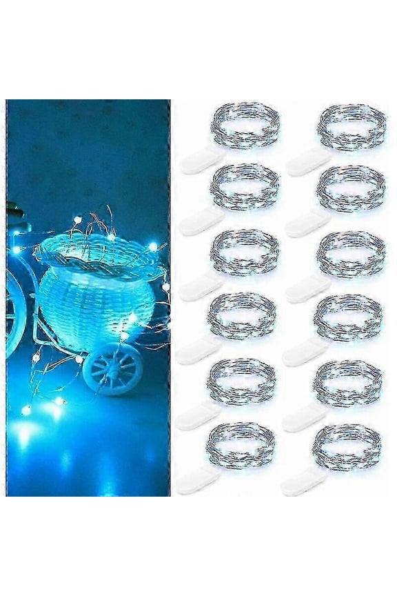 12 Pack Battery Operated String Lights, 2m 20 LED Waterproof Silver Wire Starry Lights for Bedroom, Wedding