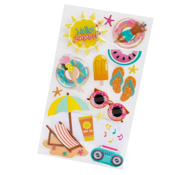 Recollections Beach Donut Stickers, 12 Pack