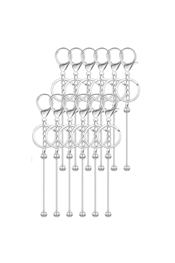 12 Pack Beadable Keychain Bars, Rust-Proof Metal Blank Links for Custom Accessories, DIY Craft Project Supplies for Adults & Teens