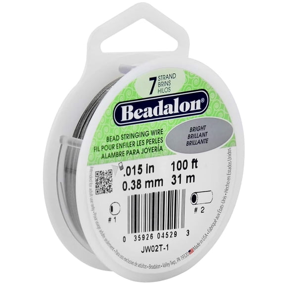 Beadalon 0.38mm Bright 7 Strand Bead Stringing Wire, 12 Pack