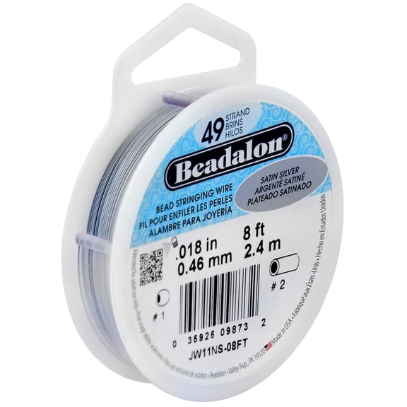 Beadalon Satin Silver 49 Strand Bead Stringing Wire, 12 Pack