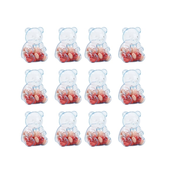 12-Pack Bear Shaped Candy Boxes, Blue Storage Containers for Office Home Organization, Cute Desktop Organizers for Snacks Small Items