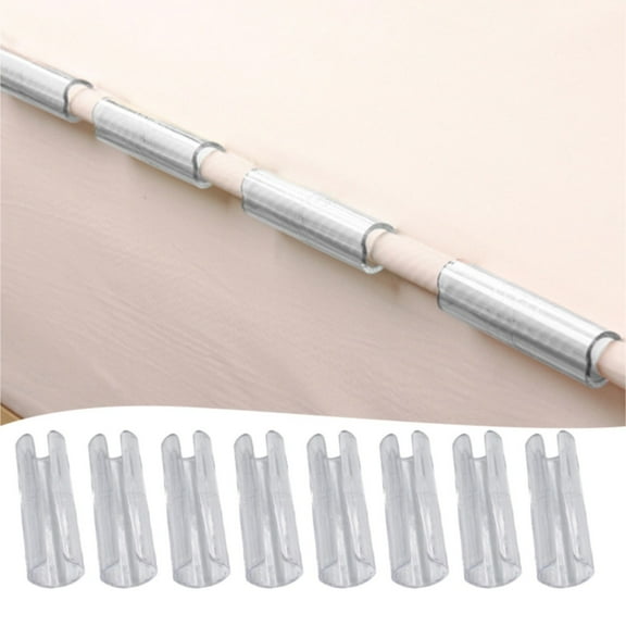 12 Pack Bed Sheet Grippers, Sheet Holders, Fasteners Bed Sheet Clips, Keep Sheets Snug for Mattresses with Raised Edge (Clear) 0.66x1.96"
