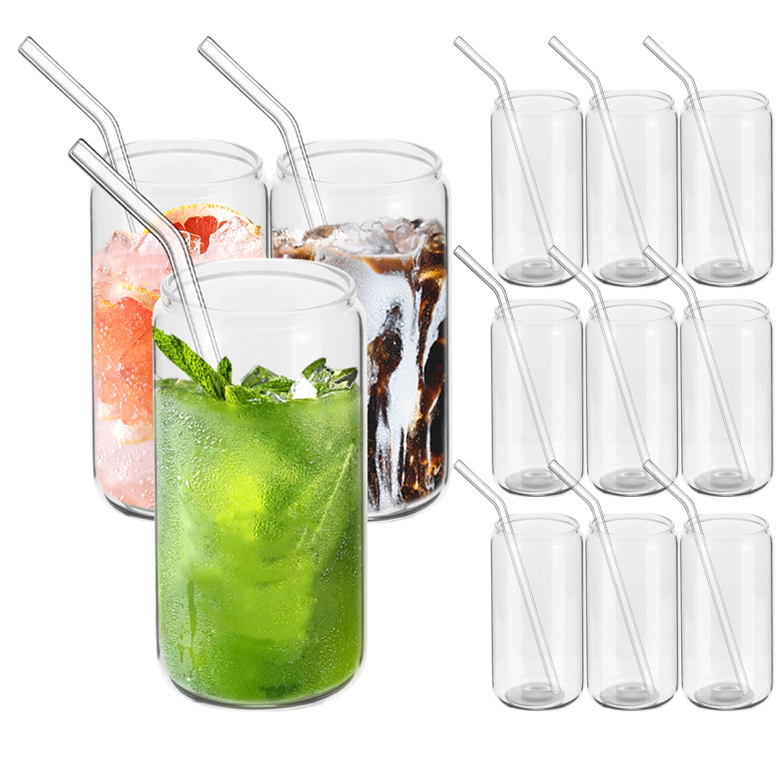 Hoteelee Drinking Glasses with Bamboo Lids and Glass Straw,4pcs Set,16.9 oz  Can Shape Beer Glasses C…See more Hoteelee Drinking Glasses with Bamboo