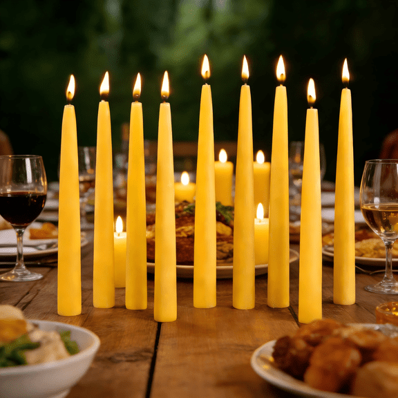 12 Pack Beeswax Taper Candles with 10in