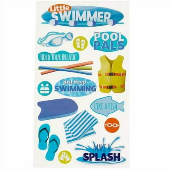 12 Pack: Beginner Swimming Dimensional Stickers by Recollections