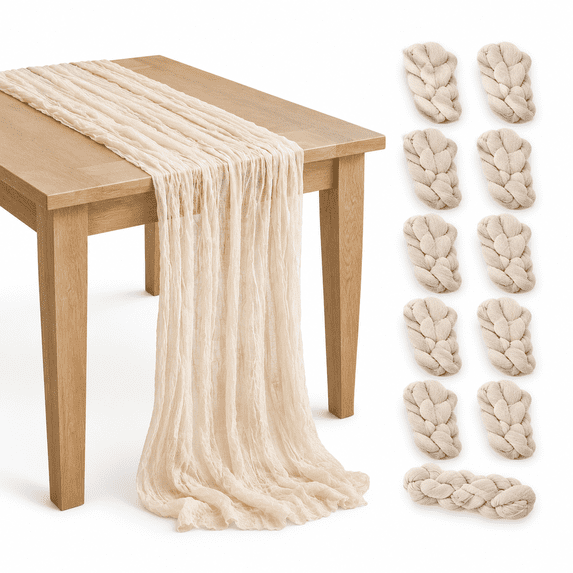 Rustic Modern Table Runner 12 Pack Beige Cheesecloth Table Runner 10ft Boho Gauze Cheese Cloth ...