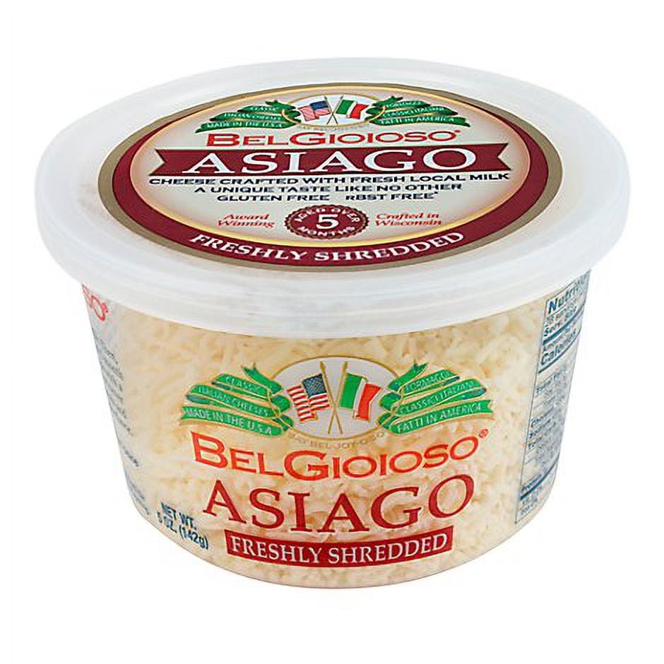 BelGioioso Shredded Asiago Cheese, 5 oz, 12 Pack, Aged Over 5