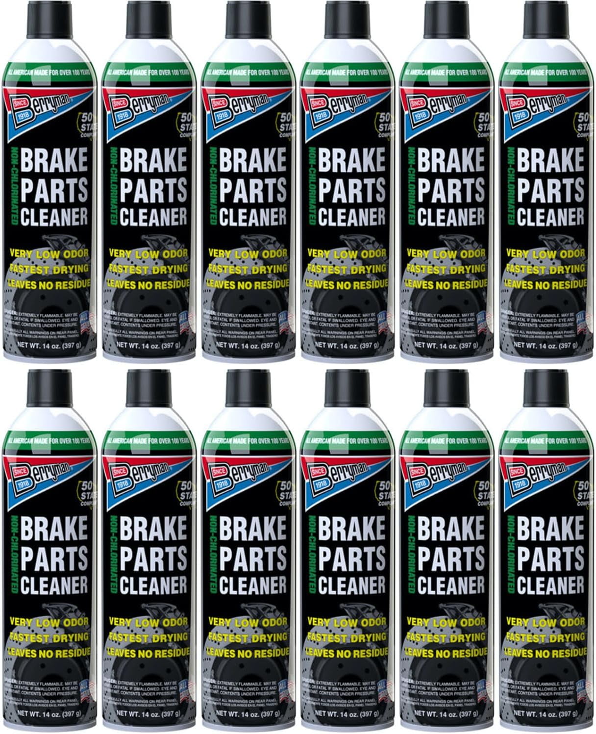 12 Pack Berryman 2420C Brake Cleaner 14oz Aerosol Spray Can with Extension Tube VOC Compliant in All 50 States