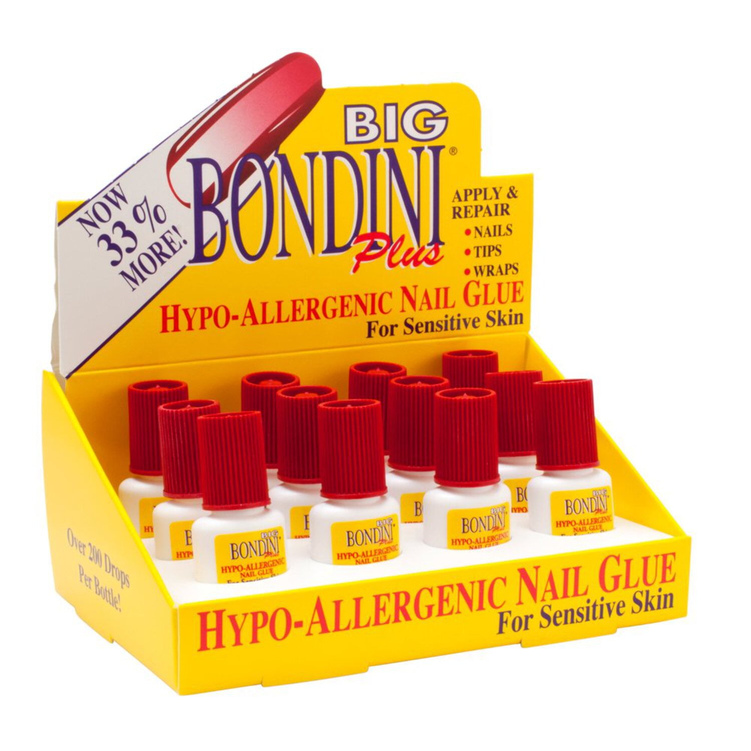 12 Pack Big Bondini Plus All Purpose Hypo-Allergenic Nail Glue 0.14 oz