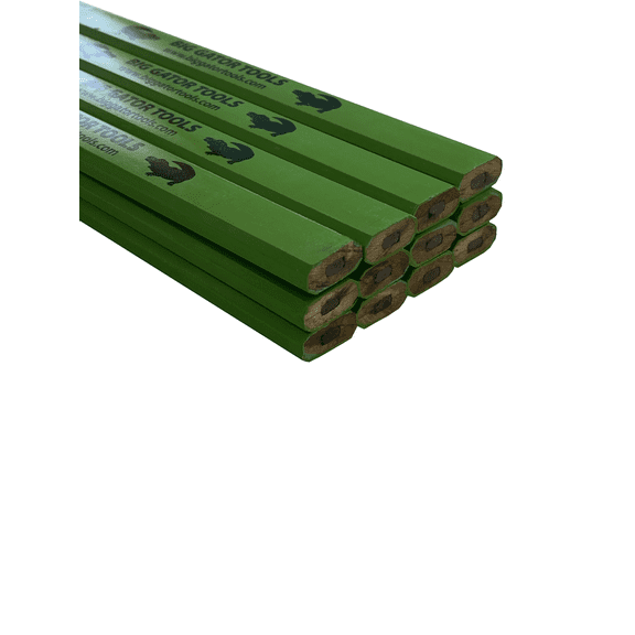 12 Pack - Big Gator Tools Carpenter Pencils - Neon Green Wooden Pencil