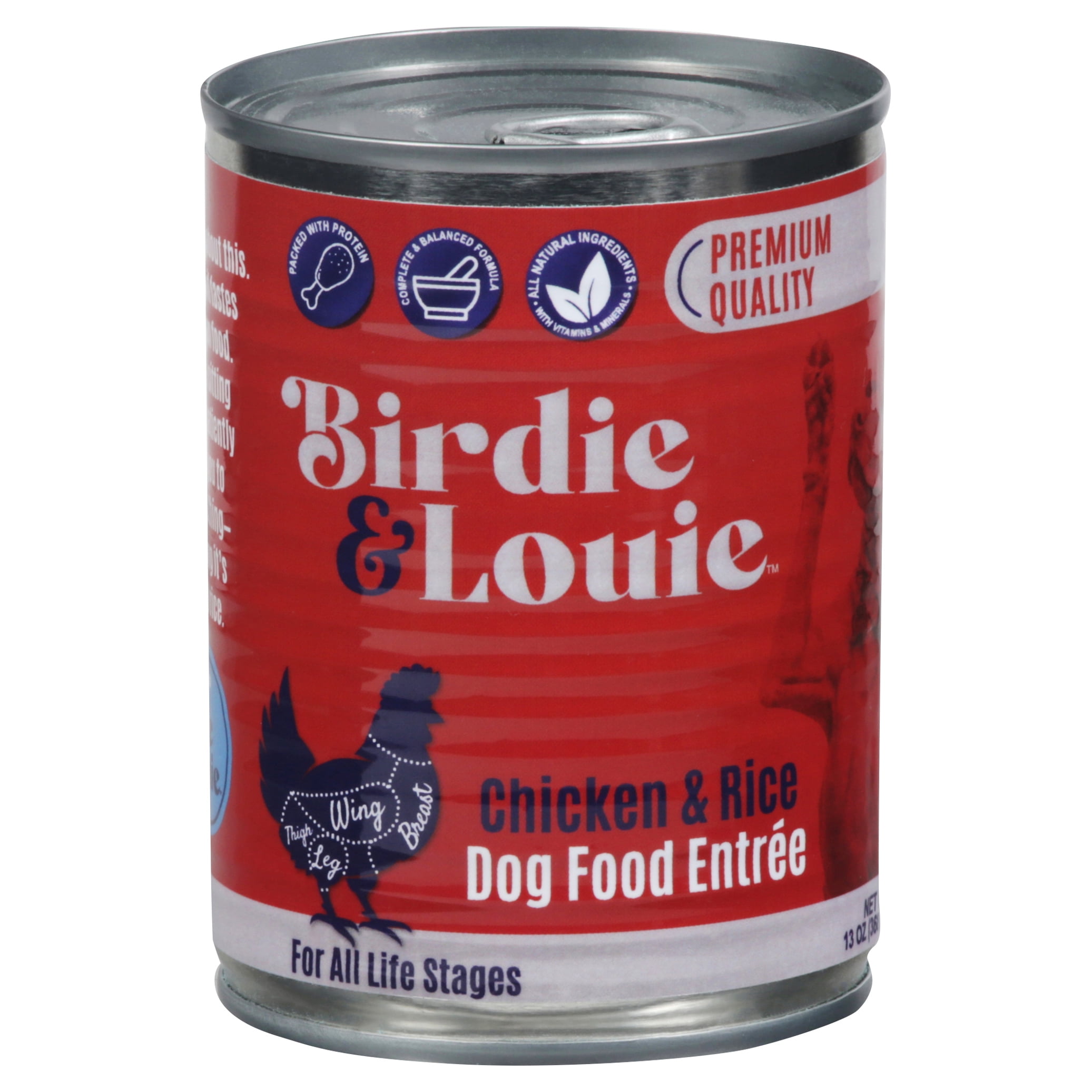 (12 Pack) Birdie & Louie Wet Dog Food, Natural Chicken and Rice, 13 oz