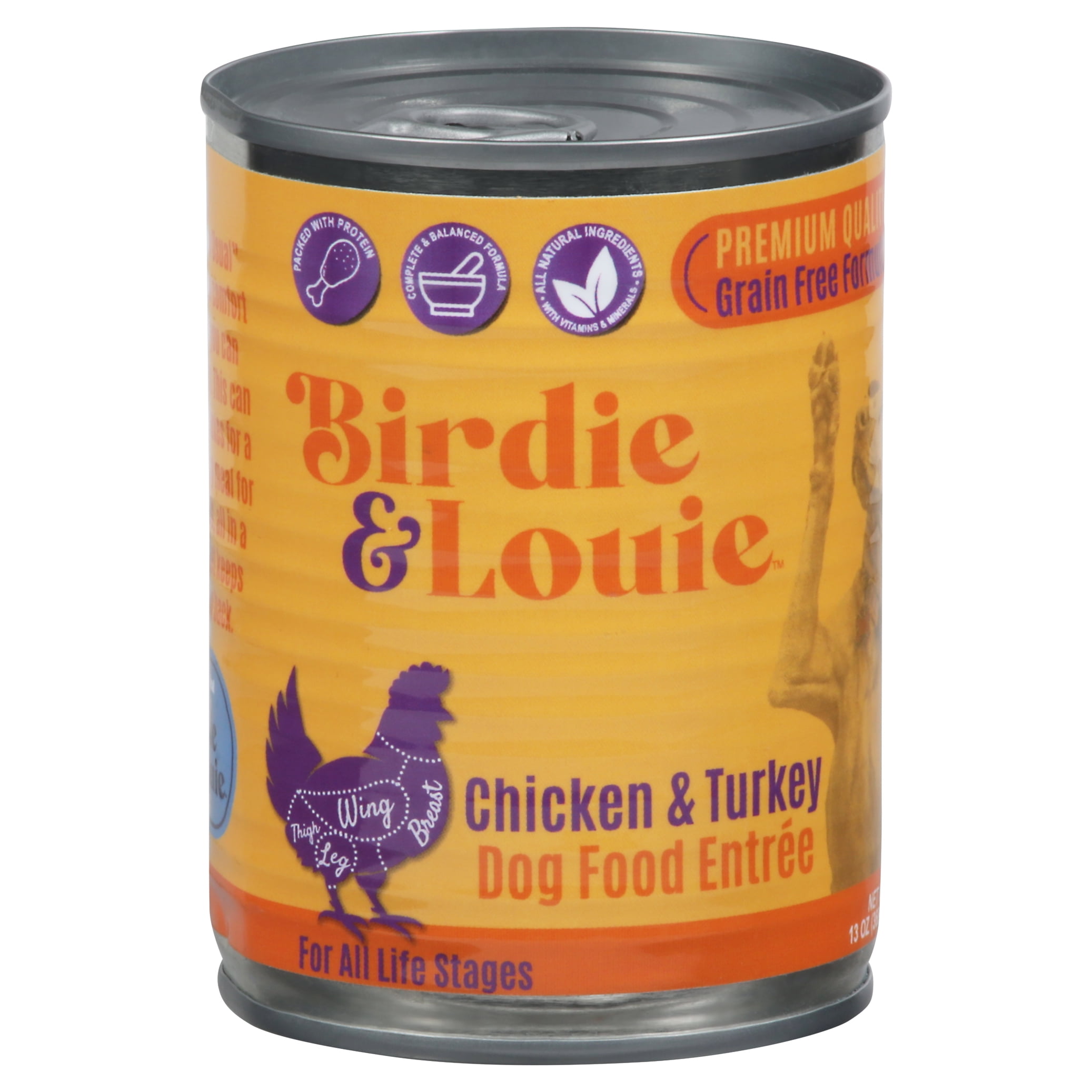 (12 Pack) Birdie & Louie Wet Dog Food, Natural Chicken and Turkey, 13