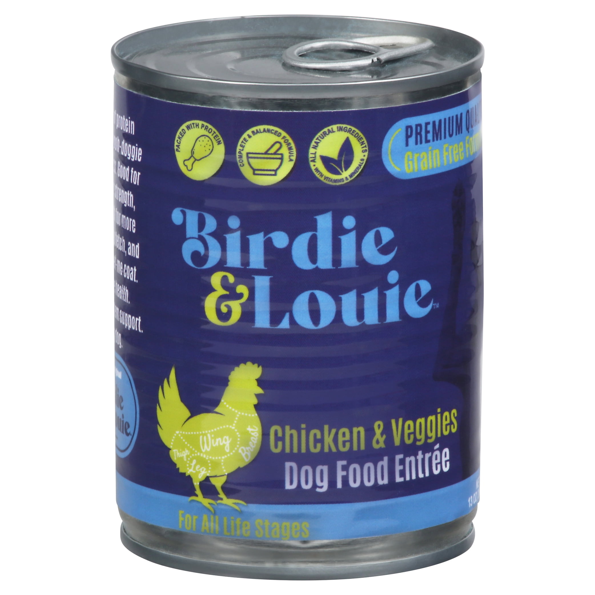 (12 Pack) Birdie & Louie Wet Dog Food, Natural Chicken and Veggies, 13