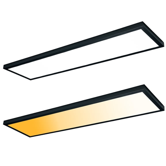 12-Pack Black 1x4 LED Flat Panel Light Surface Mount, 5000K-4000K-3000K Selectable & Triac Dimmable, for Kitchen, Garage, 40W, 100-277V, ETL