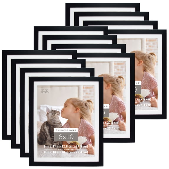 Studio Decor Black Aluminum Frame with Mat, Expressions, 12 Pack