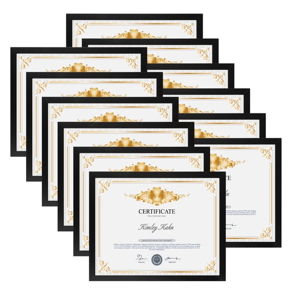 AEVETE 8.5 x 11 Diploma Frame with Support Certificate Degree Document Frame for Wall and Tabletop 12 Pack