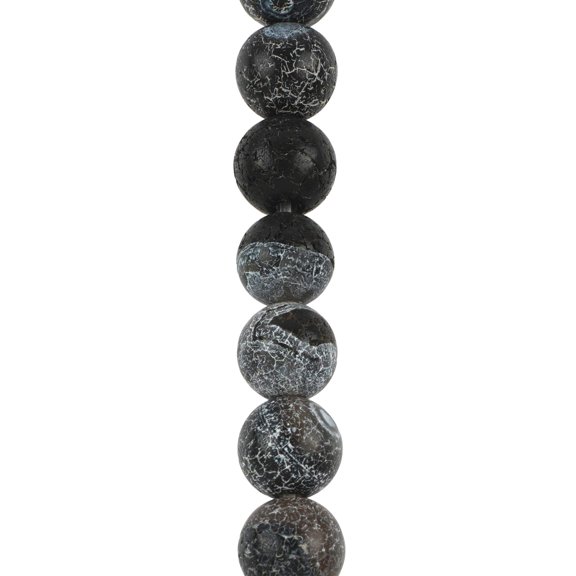 Bead Landing Black Crackle Agate Round Beads, 6mm, 12 Pack