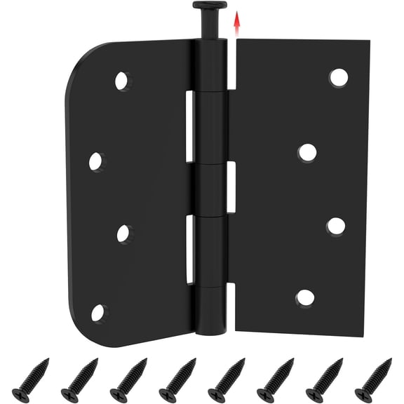 12 Pack Black Door Hinges 4 Inch Interior/Exterior Door Hinges Black Door Hinges 4 Inch Square & Round Corners Hinges for Doors Reversible