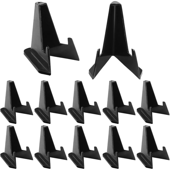 12 Pack Black  Easel Display Stand, Mini  Easel Stand Card Holder for Medal  Picture Display (2.15 Inch Tall)