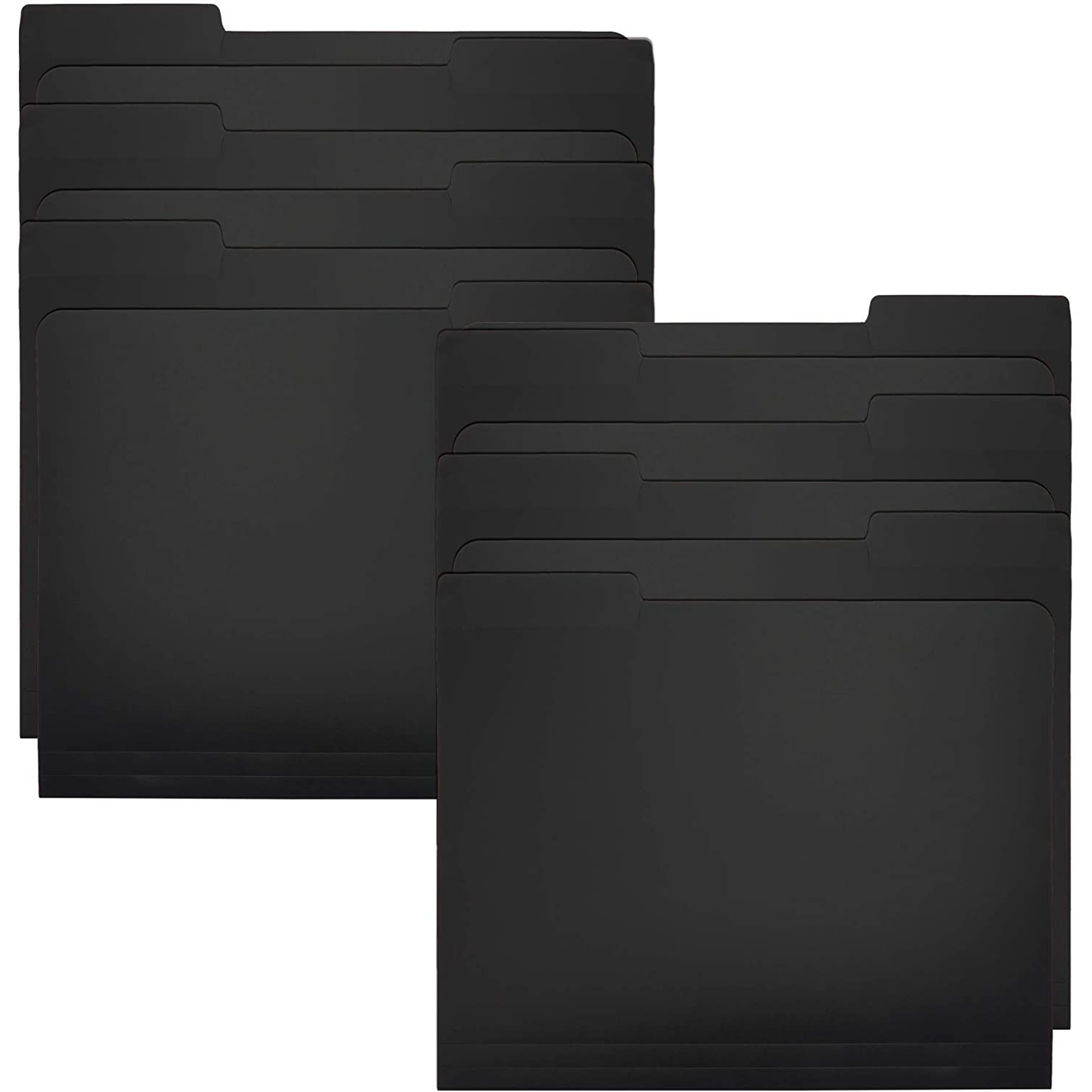 12 Pack Black File Folders 3 Tab, 1/3 Cut File Folders Letter Size for Home, Office, School