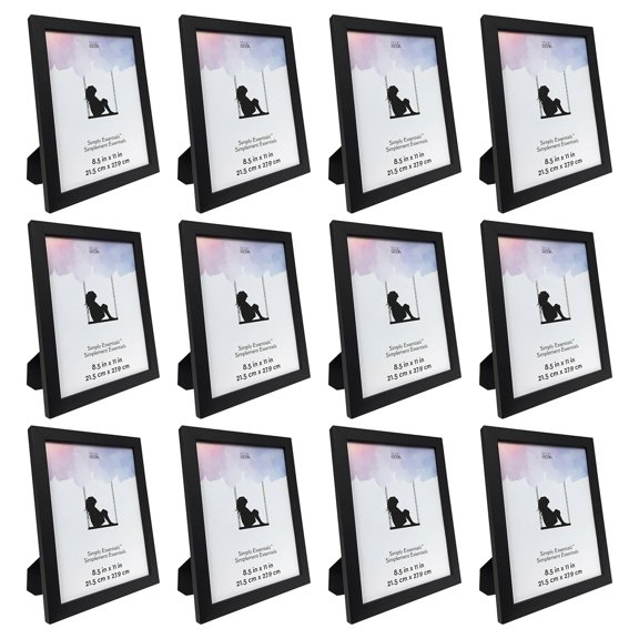 Studio Decor Black Flat Top 8.5" x 11" Frame, Simply Essentials, 12 Pack