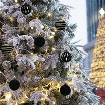 12-Pack Black Flocked Christmas Ornament Balls, 4cm Shatterproof Hanging Tree Decor for Xmas, Wedding & Party Decoration (Kid & Pet Safe) Black