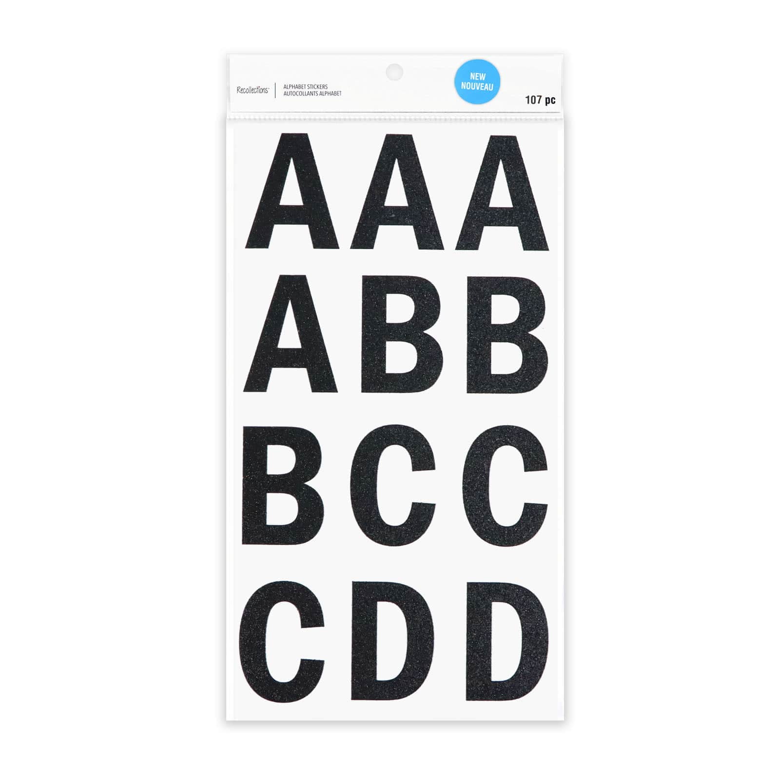 Recollections Black Glitter Alphabet Stickers, 12 Pack