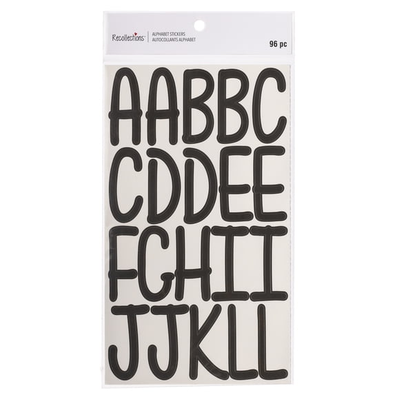 Recollections Black Large Font Alphabet Stickers, 12 Pack