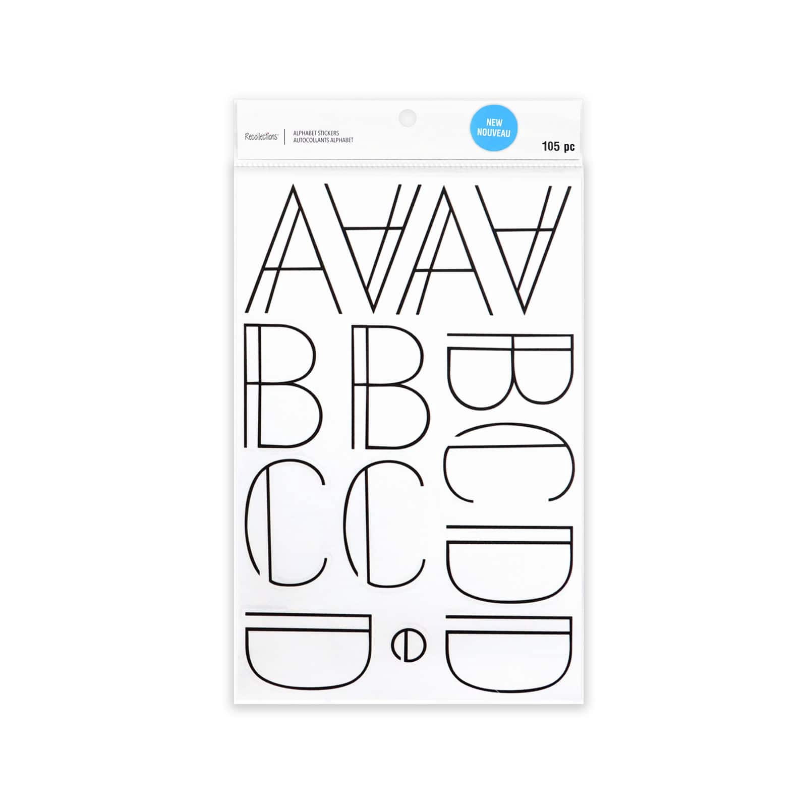 Recollections Black Lines Alphabet Stickers, 12 Pack