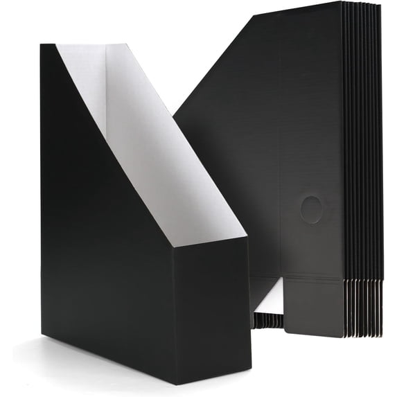 12 Pack Black Magazine File Holder, Cardboard Magazine Rack with Label ...