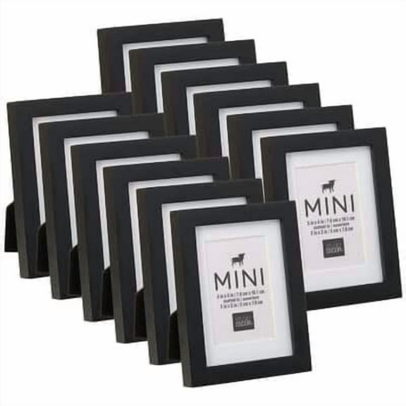 12 Pack: Black Mini Frame with Mat by Studio Decor