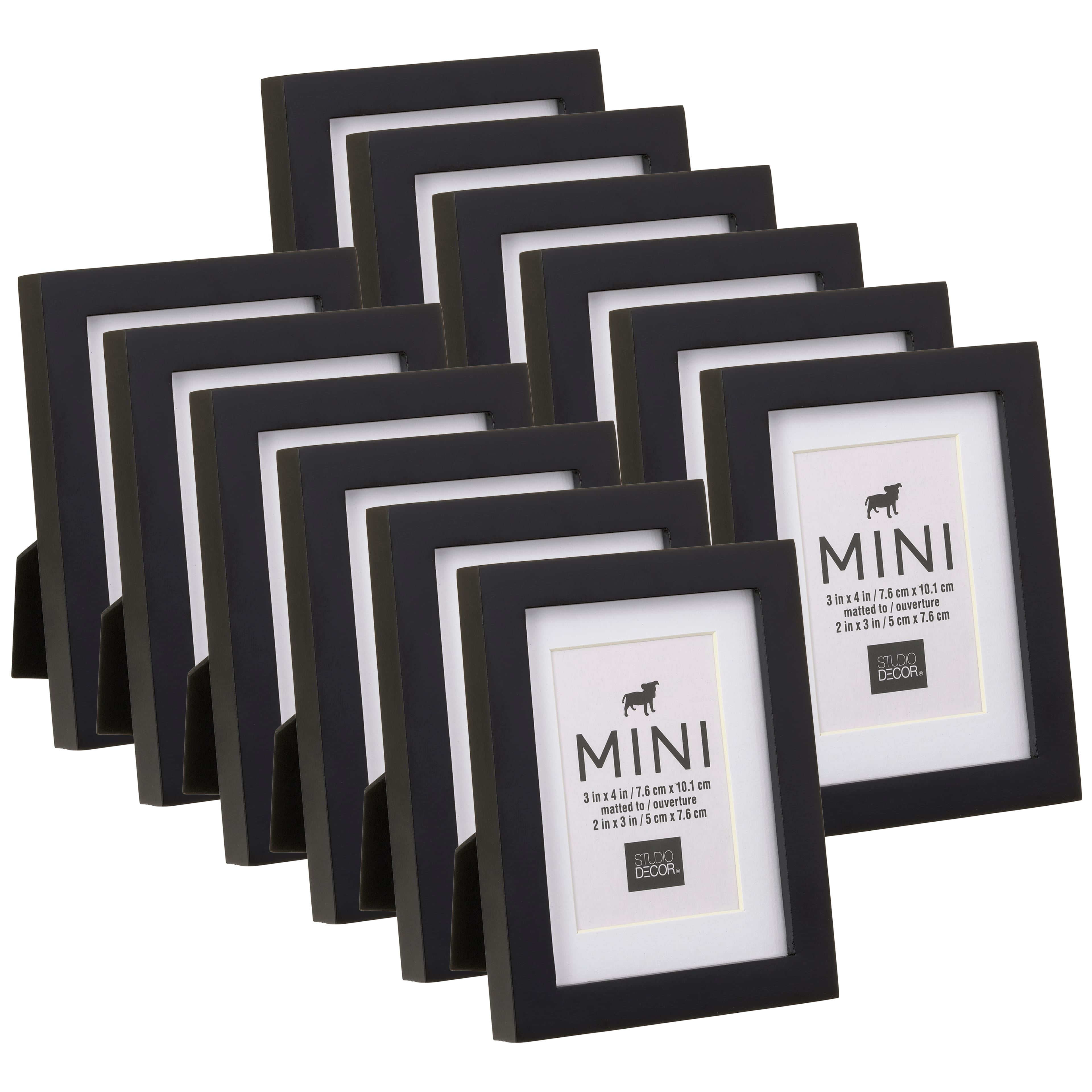 Mark Mini Photo Set ミニフォトセット Studio Décor 12 Pack: Black Mini Frame with Mat, Wallet Size