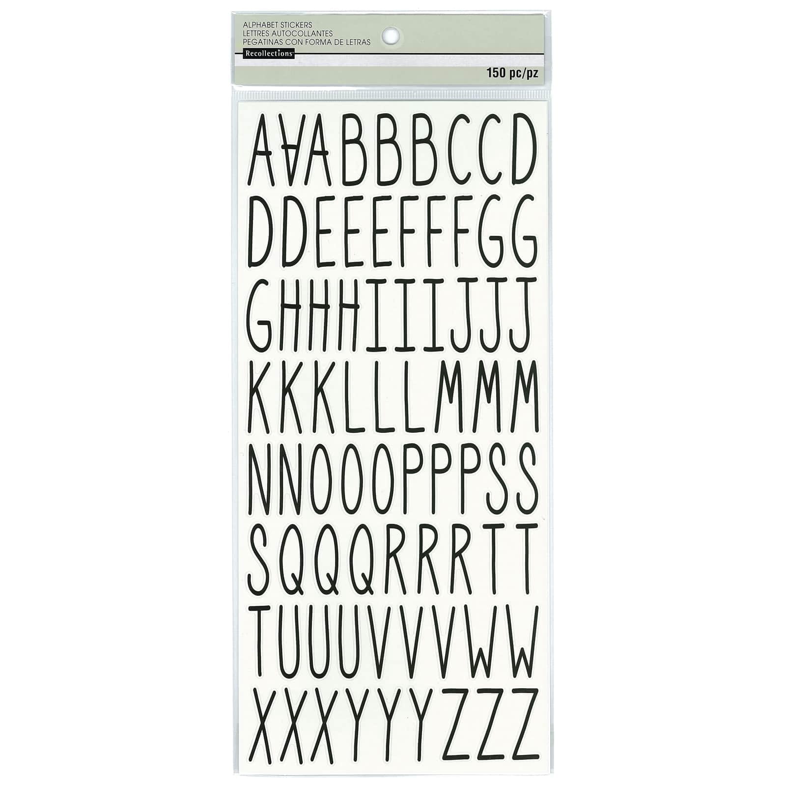 Recollections Black Narrow Alphabet Stickers, 12 Pack