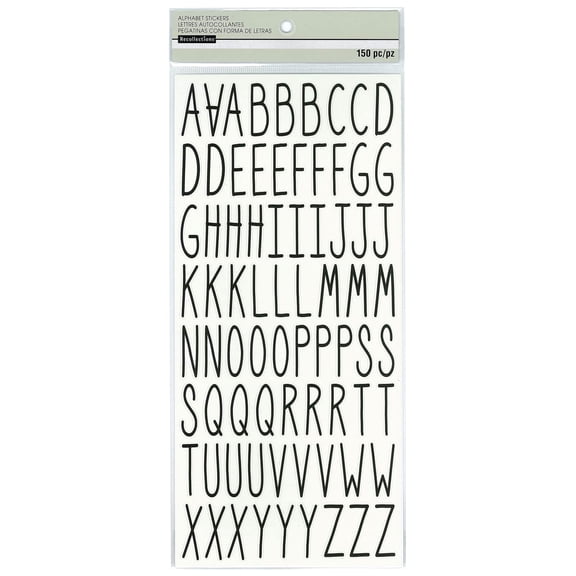 Recollections Black Narrow Alphabet Stickers, 12 Pack